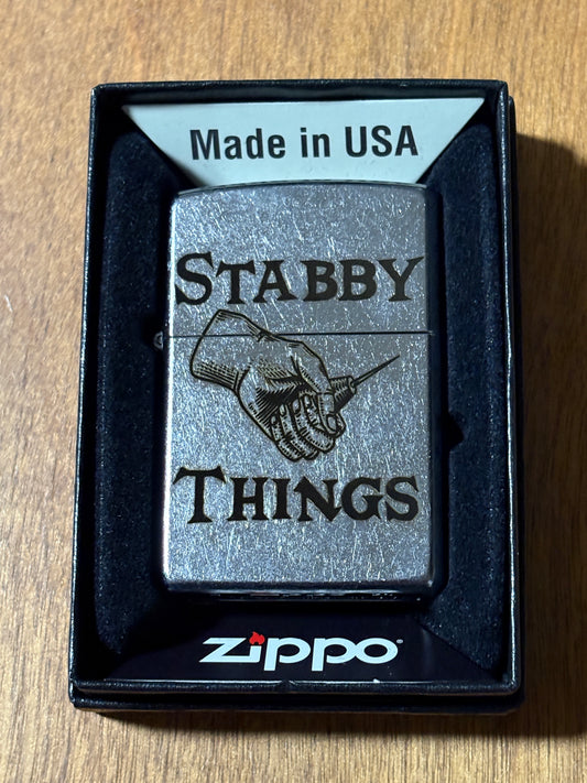 Stabby and Skulls Stainless Zippo