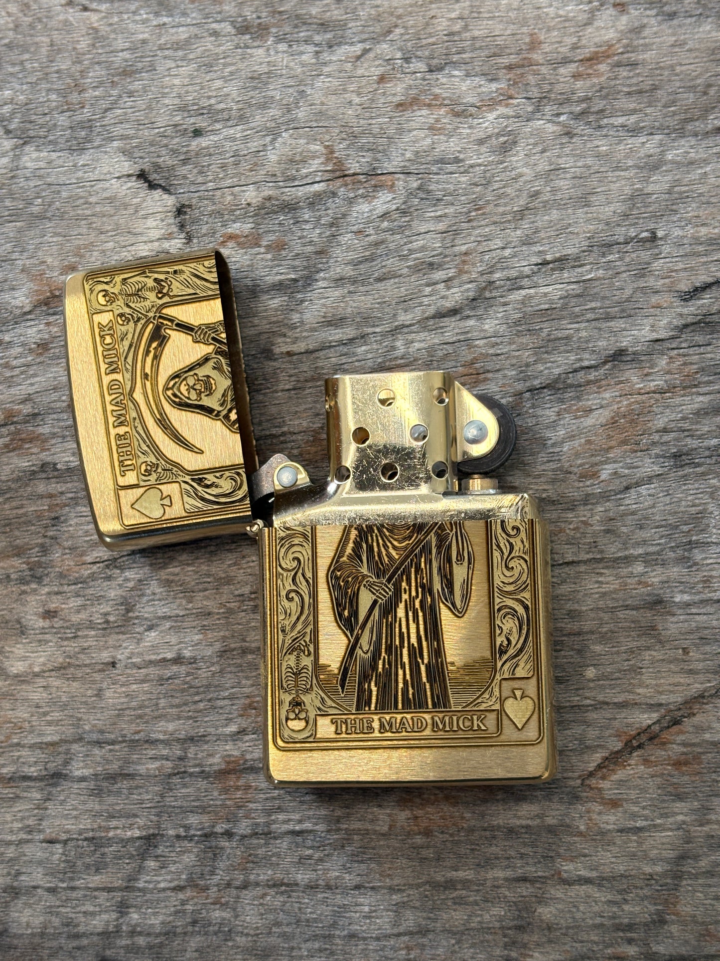 Mad Mick Reaper Ace of Spades Brass Zippo Lighter