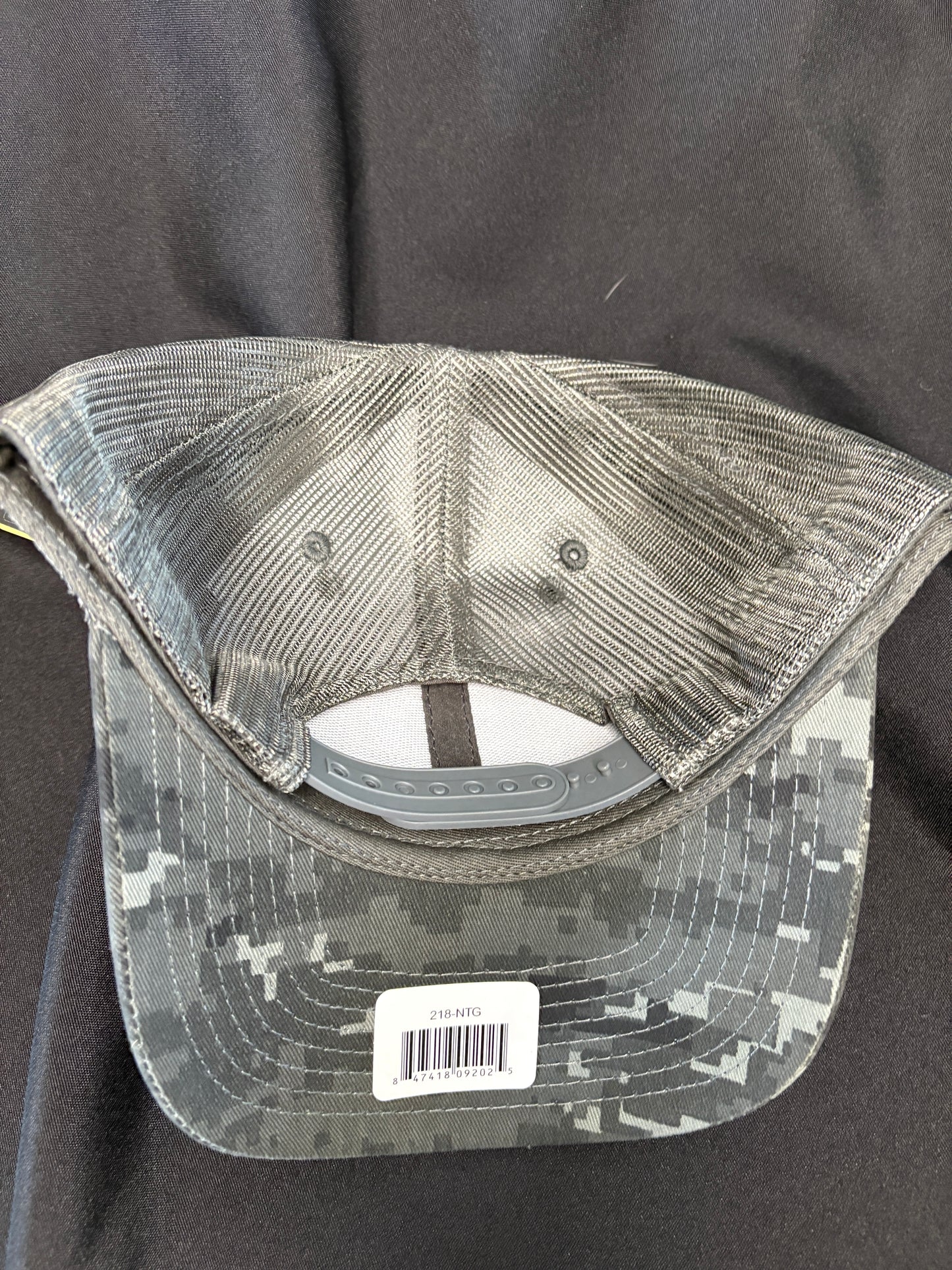 Black And Gray Digital Camo with Black on Black Mad Mick Arrowhead Patch