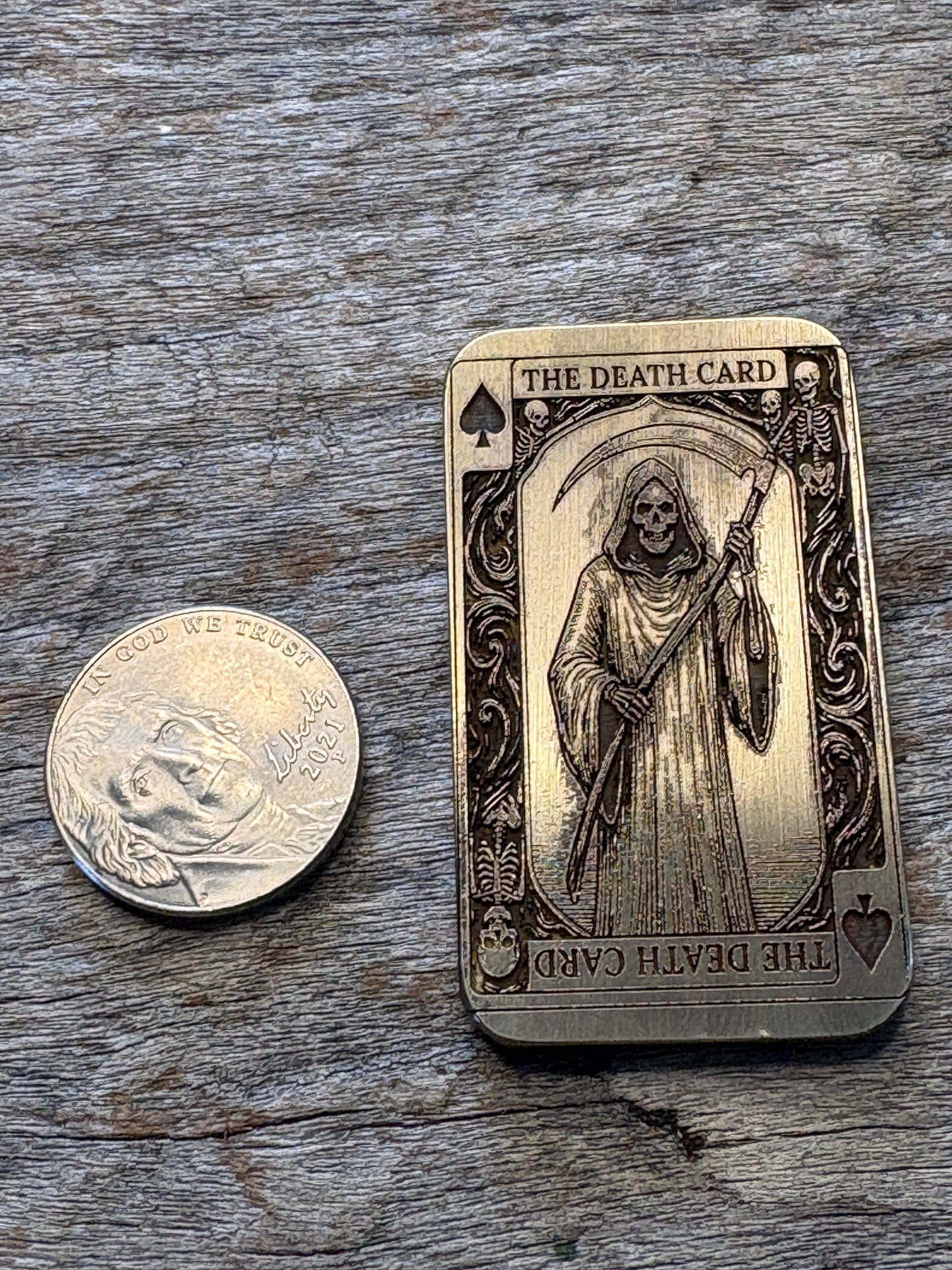 Brass Tarot Death Card Pocket Charm