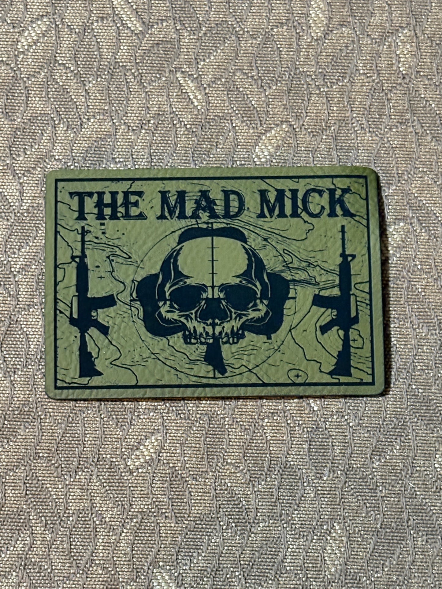 Mad Mick Rifle Patch with Topo Background (OD Green, Hook and Loop Backing)