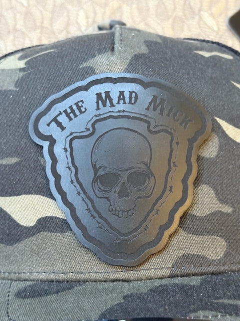 Mad Mick Arrowhead Stealth Mode Hat, Black Patch on Black Camo Hat