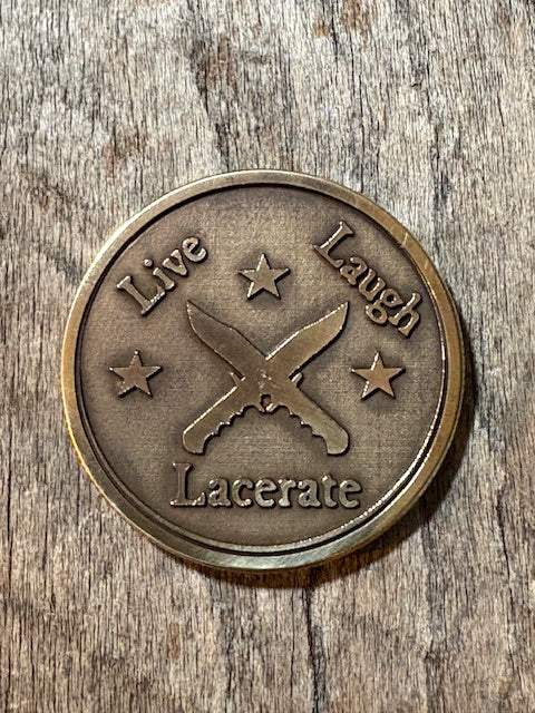Stabby Things / Live, Laugh, Lacerate 40mm Brass Challenge Coin
