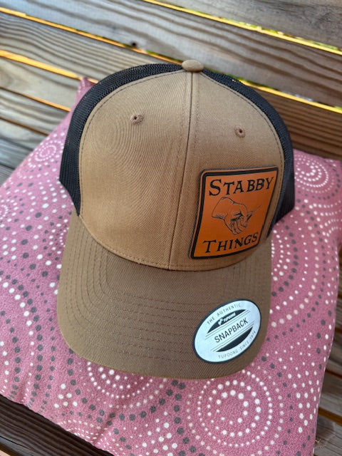 Brown/Black Vented Snapback with Stabby Things Patch