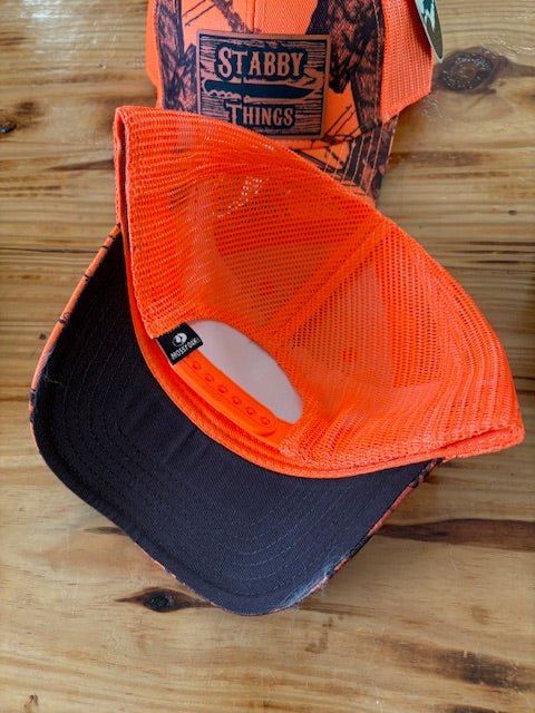 Mossy Oak Orange Camo Snapback with Stabby Things Patch