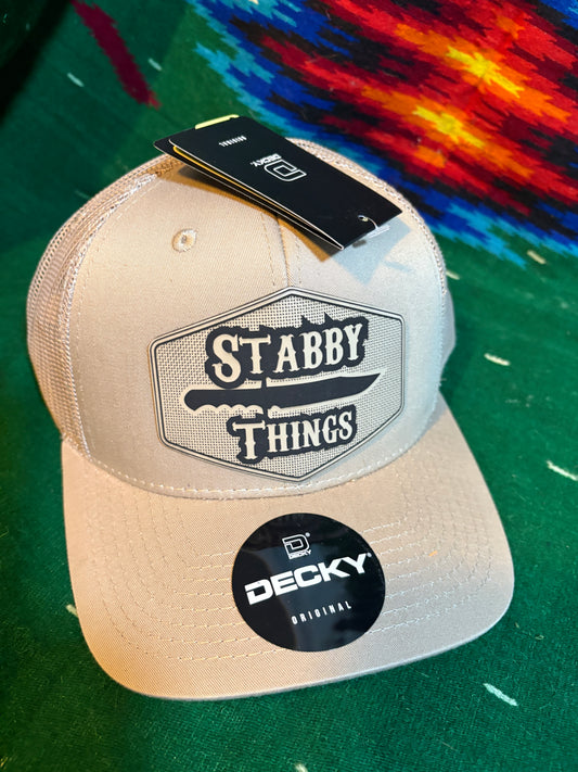 Tan Decky Snapback with Stabby Things Linen Patch, Different Version