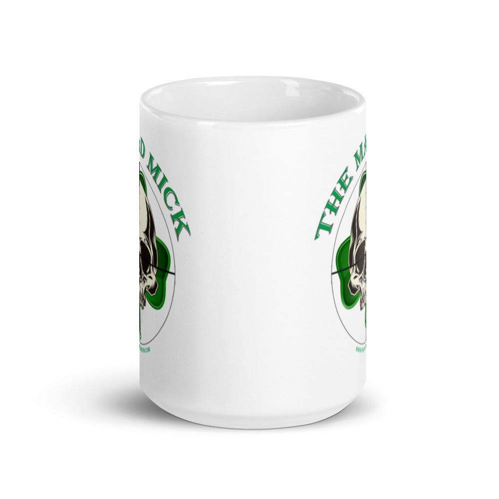 Mad Mick Skull & Shamrock White glossy mug