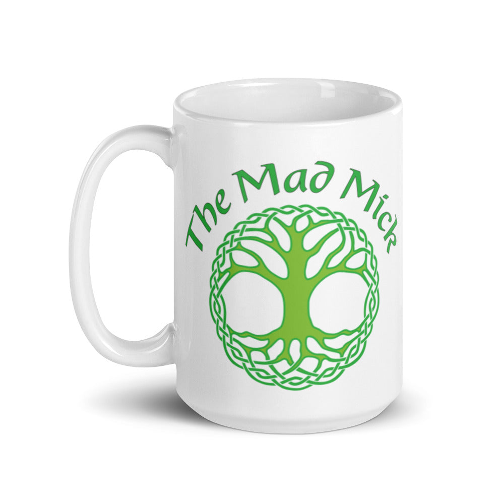 Mad Mick Celtic Tree White glossy mug
