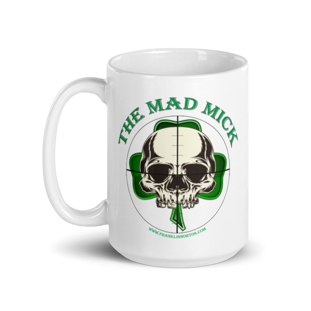 Mad Mick Skull & Shamrock White glossy mug