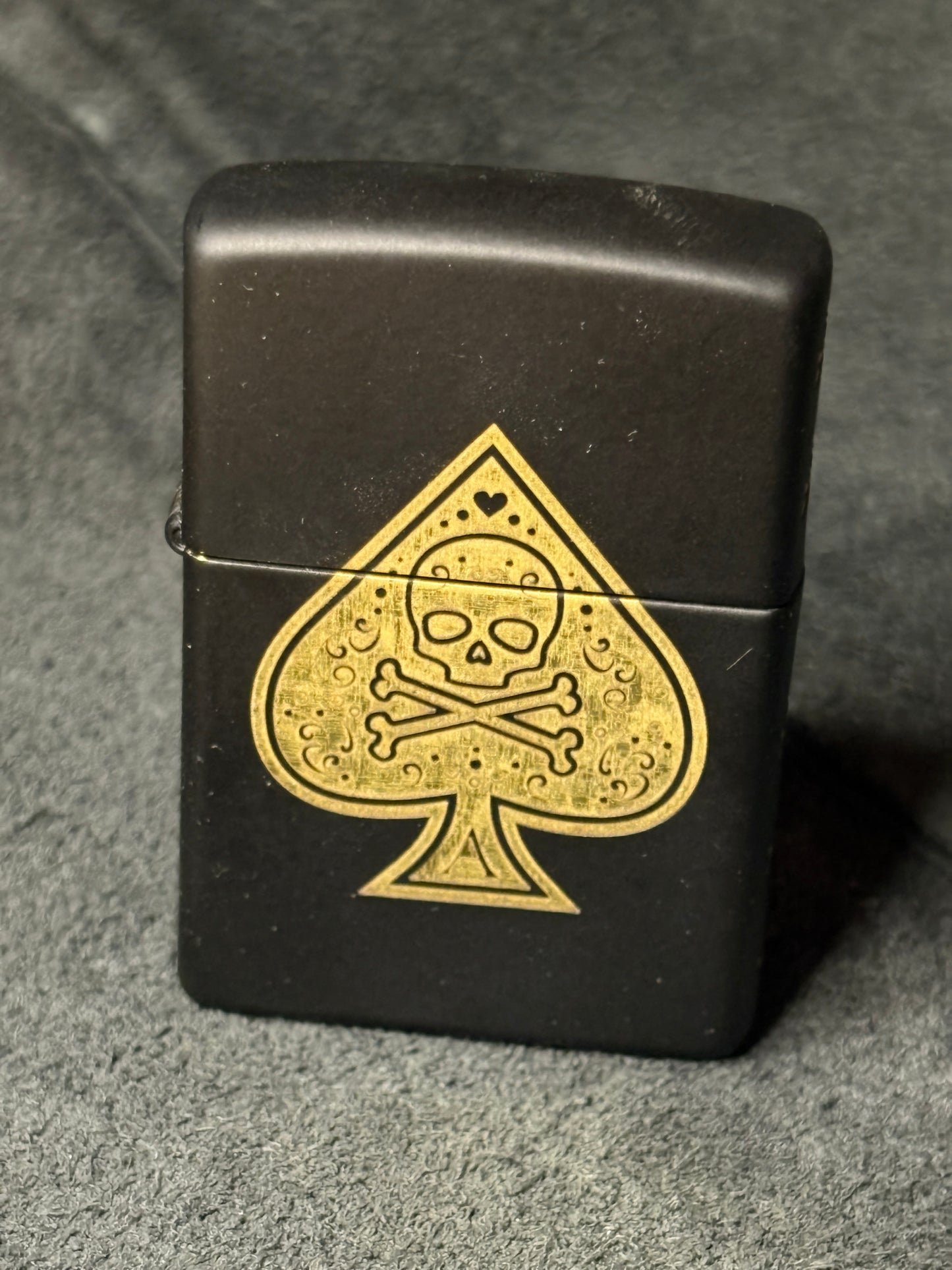 Matte Black Skull & Crossbones Zippo