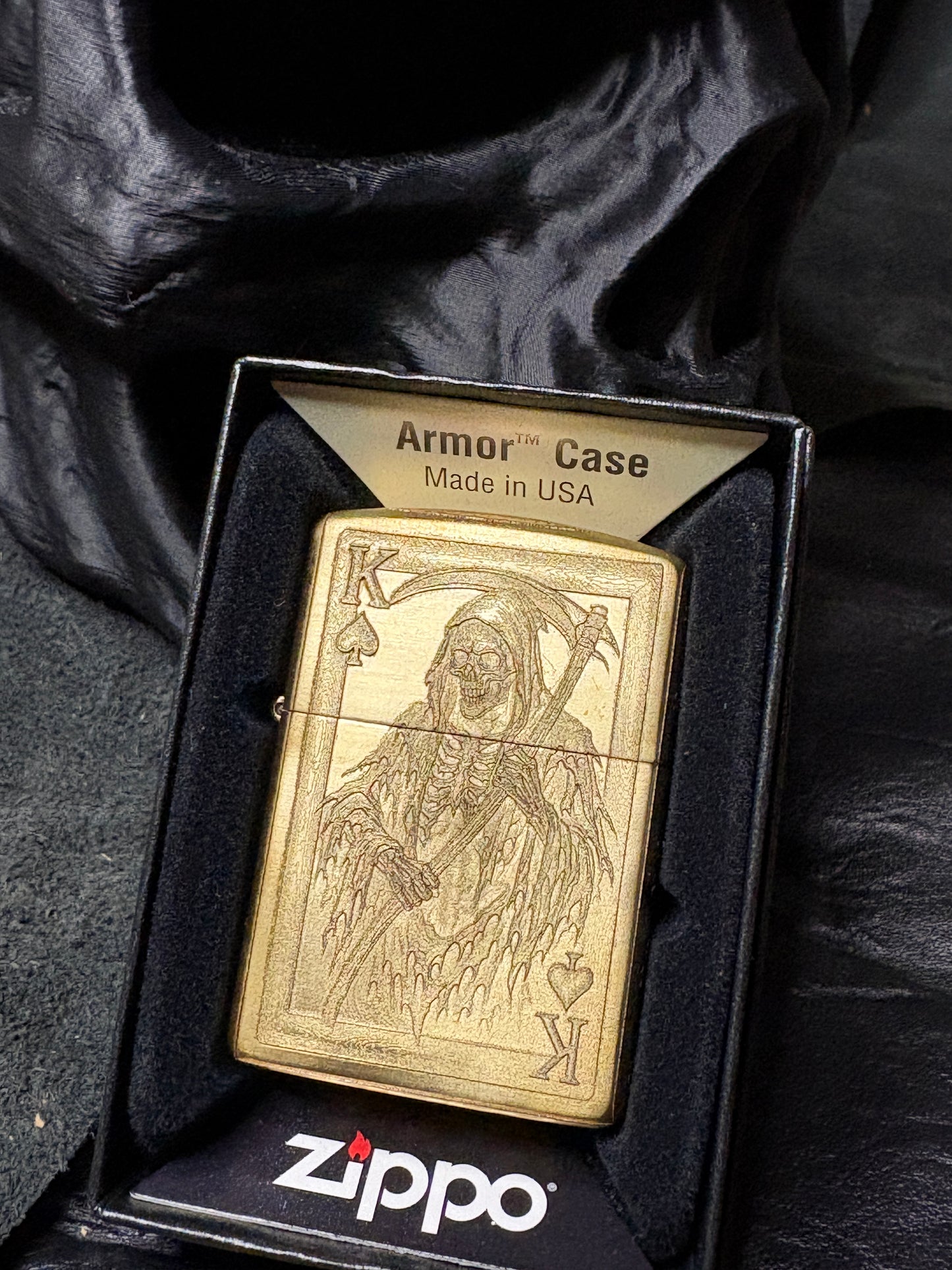 Engraved King Reaper Armor Case Zippo