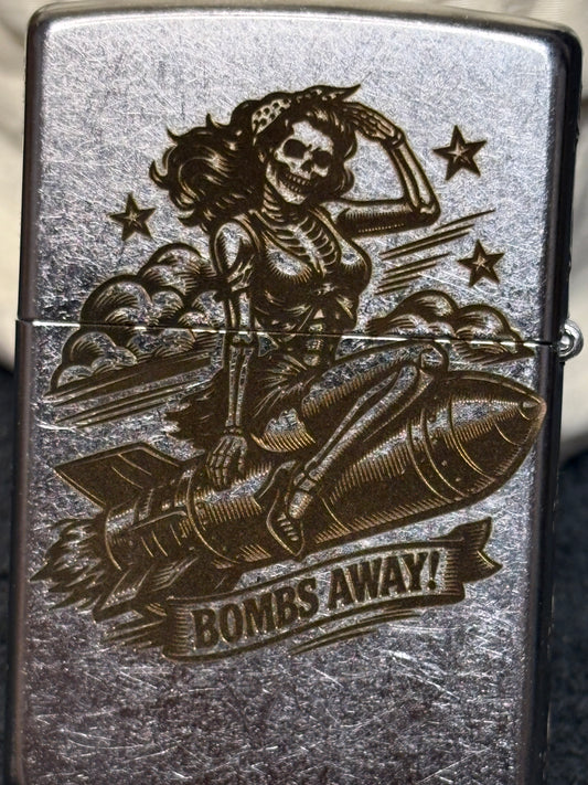 Engraved Pin-Up Skeleton Zippo