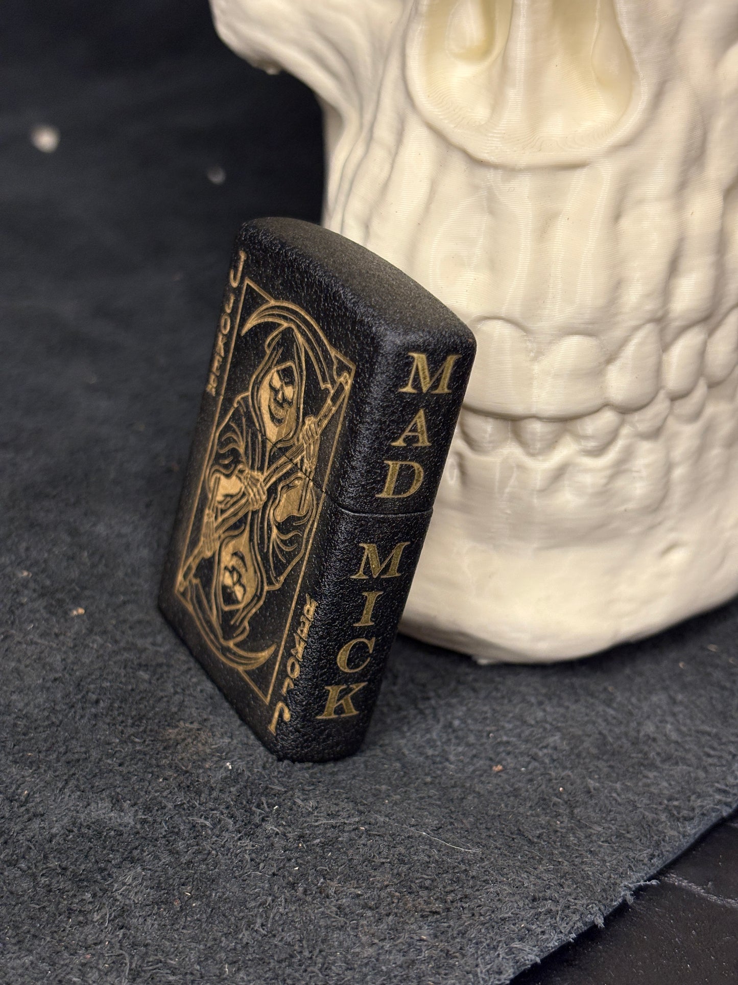 Mad Mick Joker Card Black Crackle Zippo / Molle Case Combo Pack
