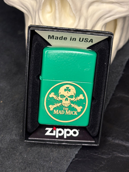 Mad Mick Skull & Crossbones Green Zippo