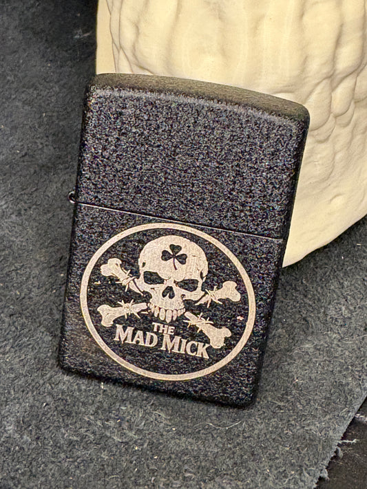 Mad Mick Skull & Crossbones Black Crackle Zippo