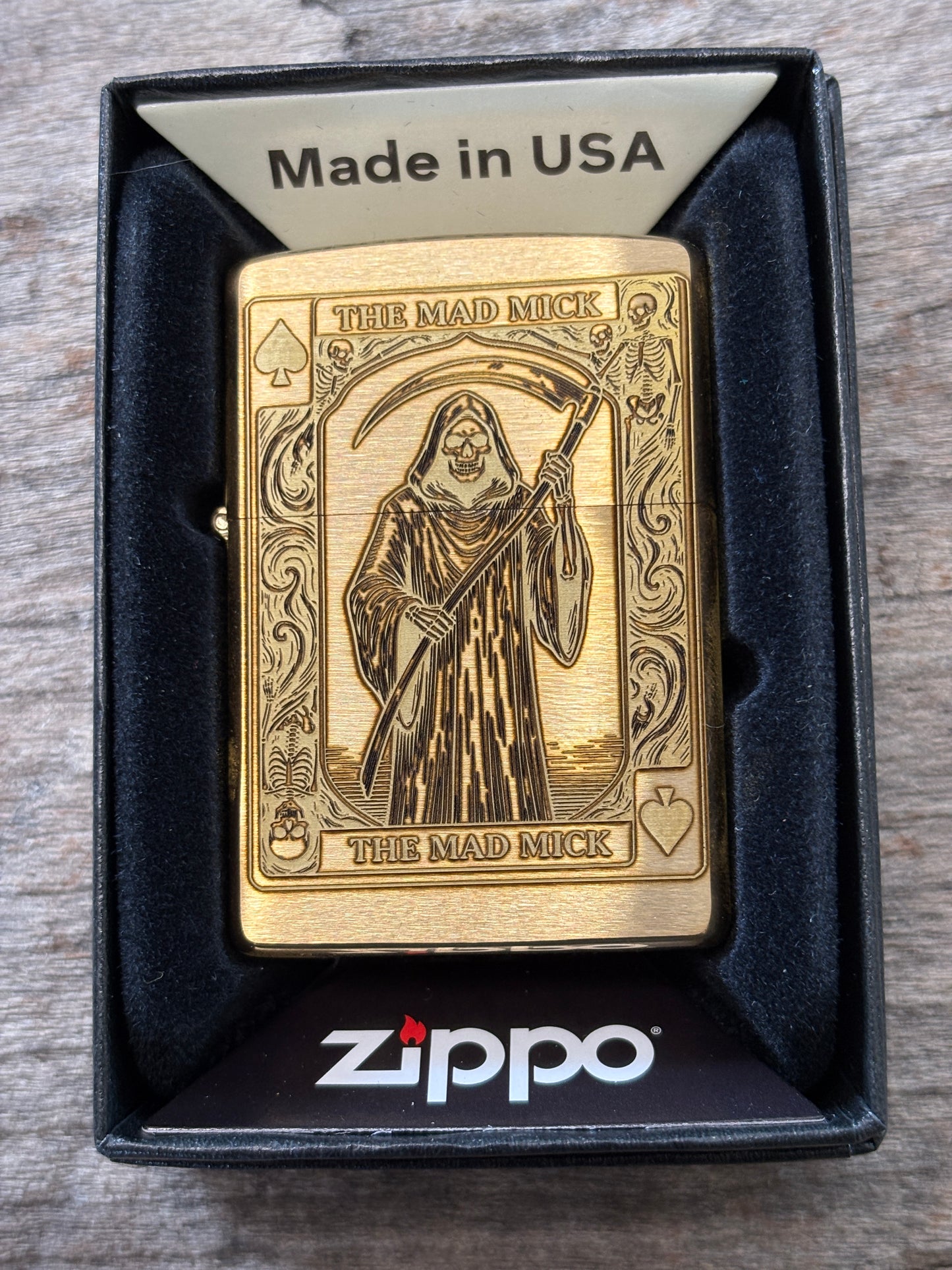 Mad Mick Reaper Ace of Spades Brass Zippo Lighter