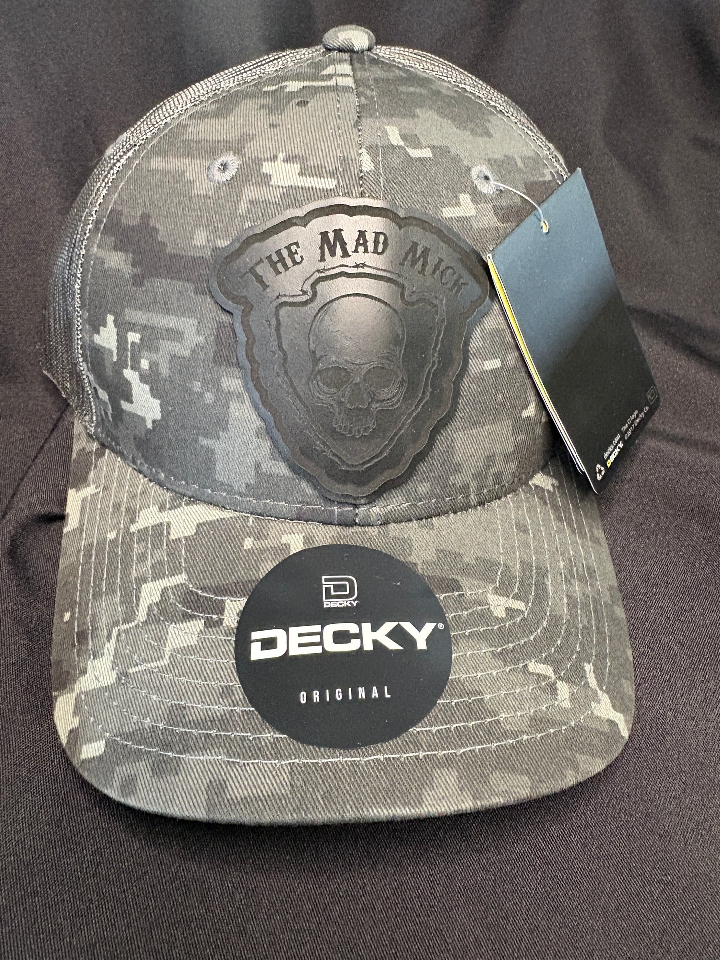 Black And Gray Digital Camo with Black on Black Mad Mick Arrowhead Patch