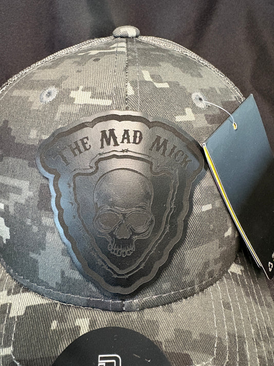 Black And Gray Digital Camo with Black on Black Mad Mick Arrowhead Patch