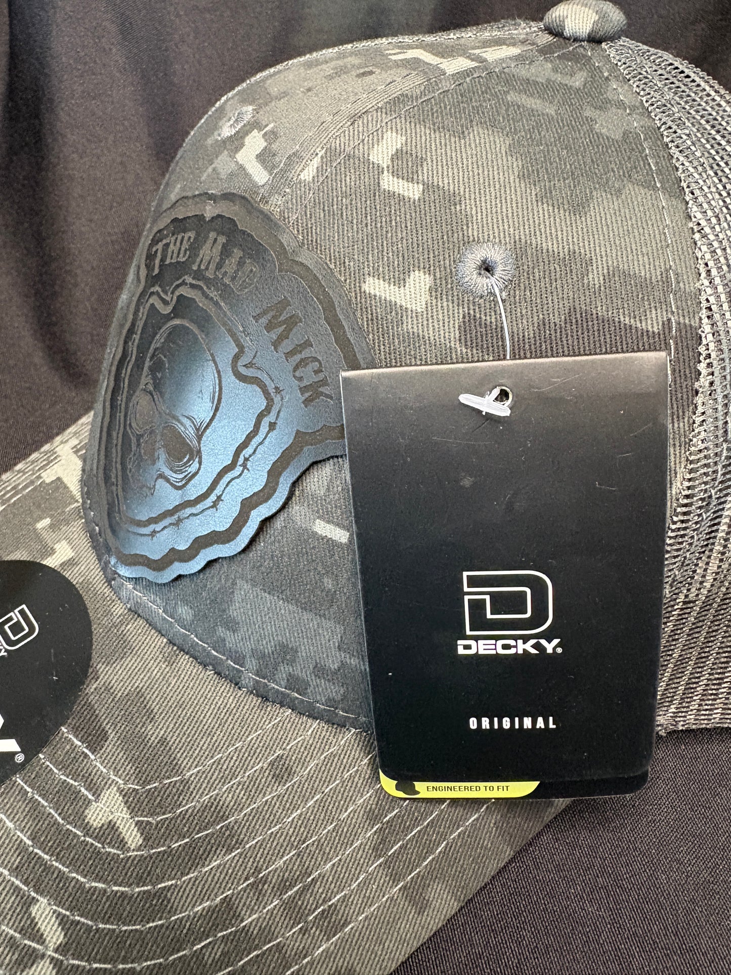 Black And Gray Digital Camo with Black on Black Mad Mick Arrowhead Patch