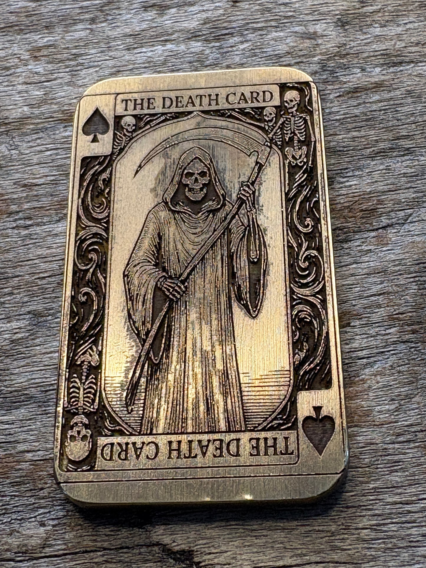 Brass Tarot Death Card Pocket Charm
