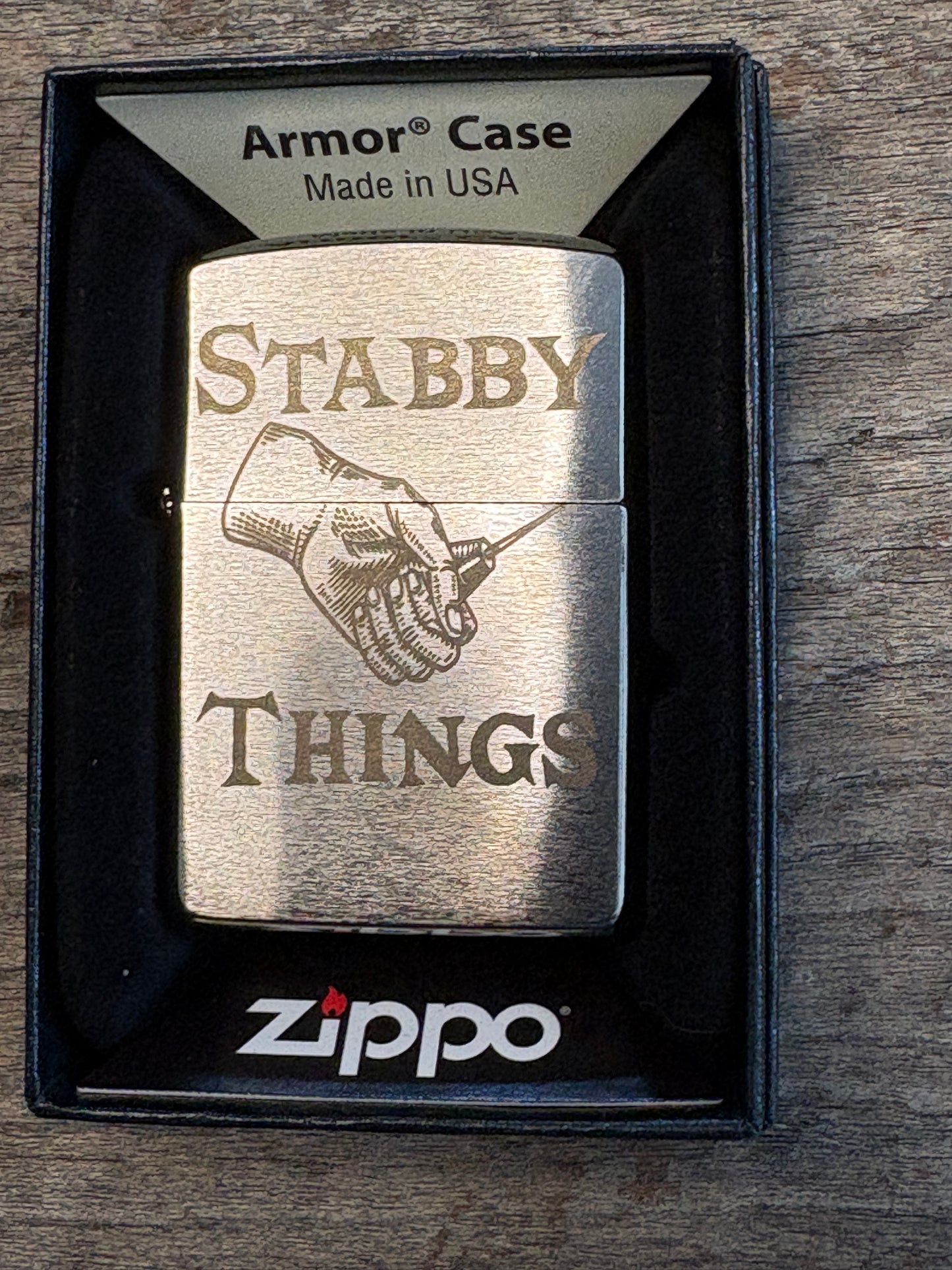 Stabby and Skulls Stainless Zippo