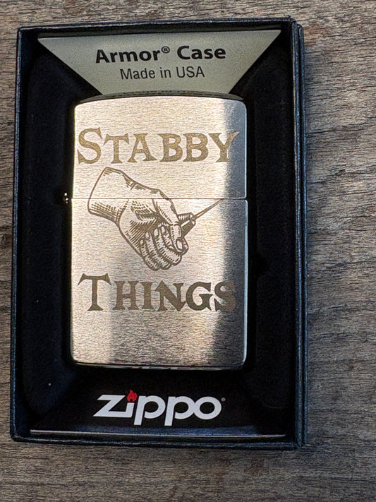 Stabby and Skulls Stainless Zippo