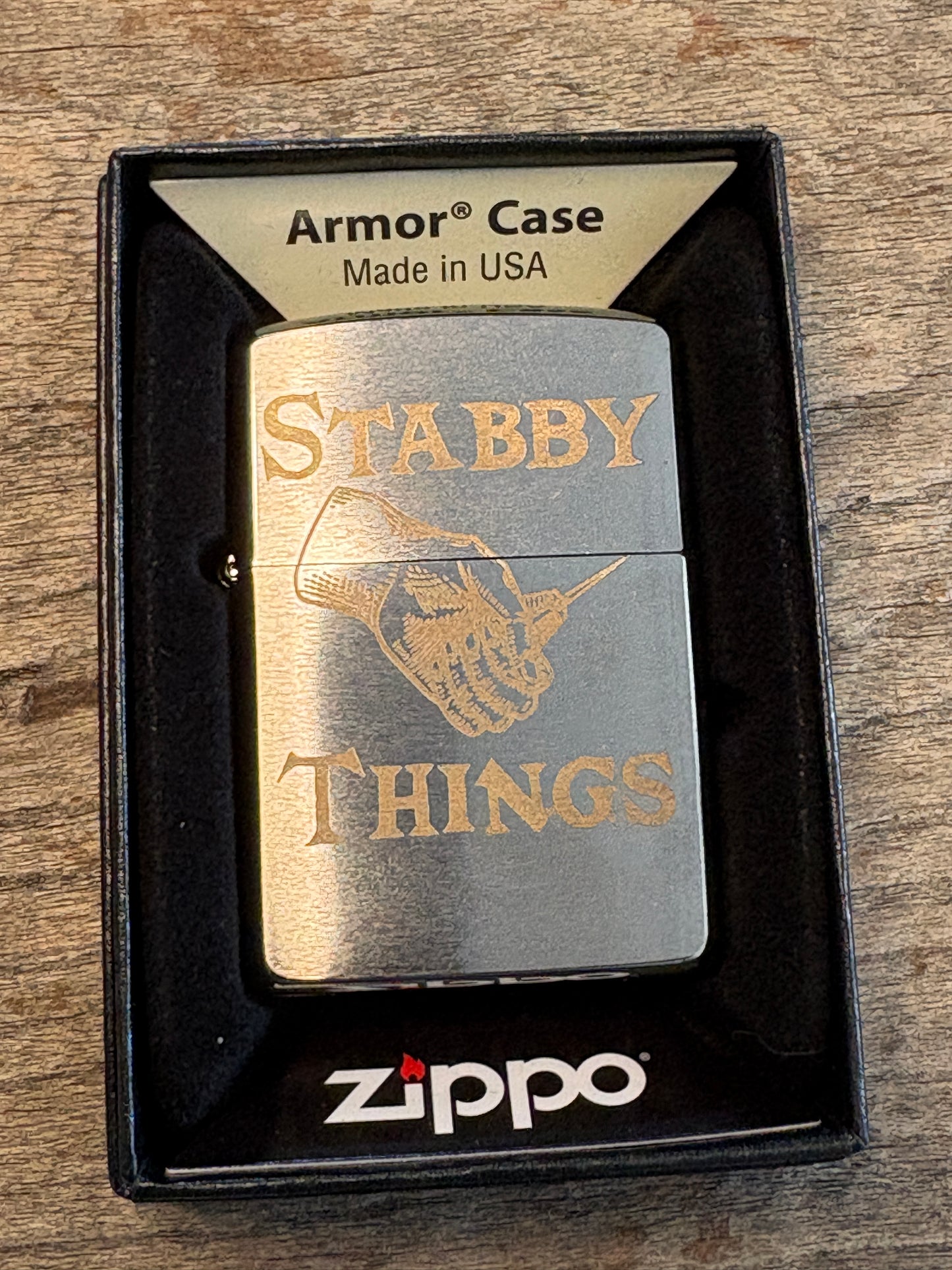 Stabby and Skulls Stainless Zippo