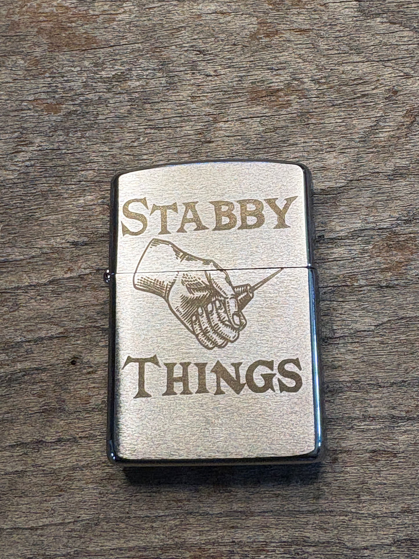 Stabby and Skulls Stainless Zippo