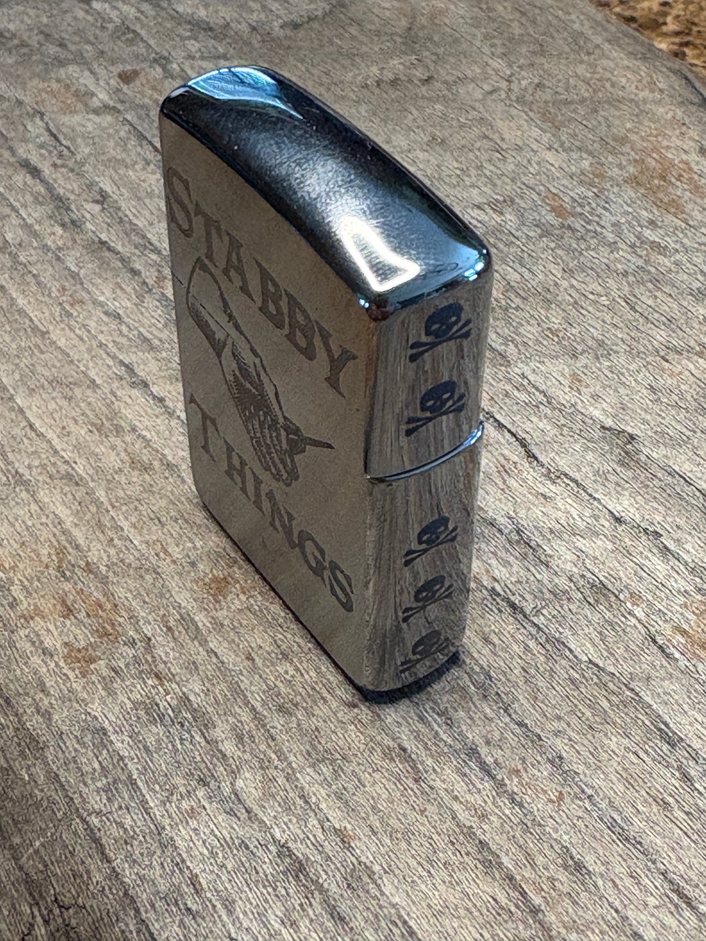 Stabby and Skulls Stainless Zippo