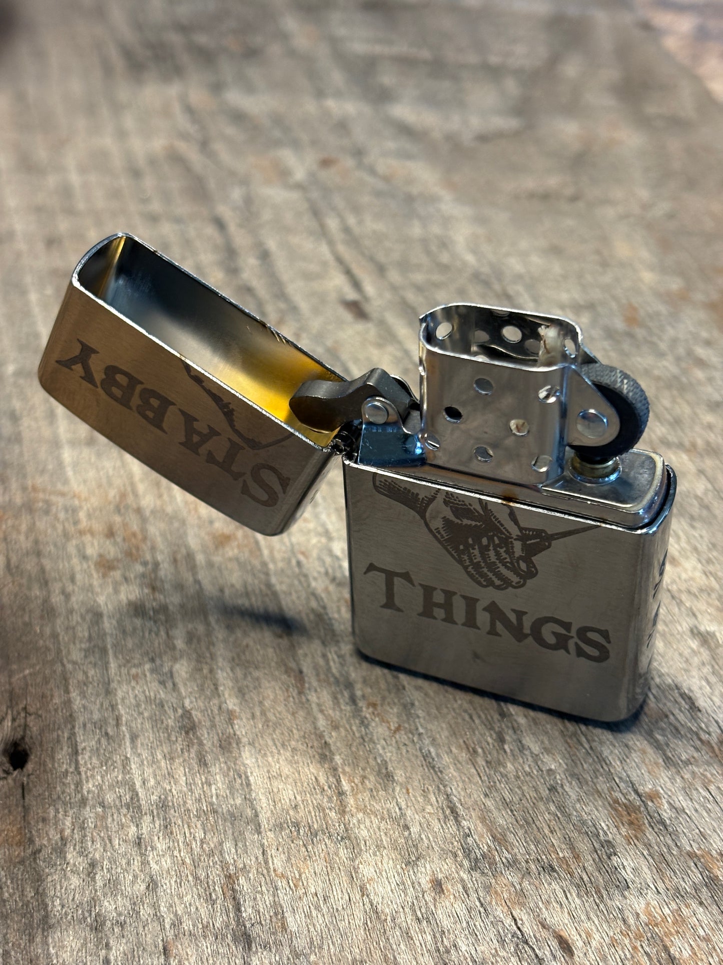 Stabby and Skulls Stainless Zippo