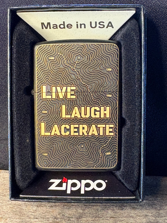 Live, Laugh, Lacerate Black Topo Lighter