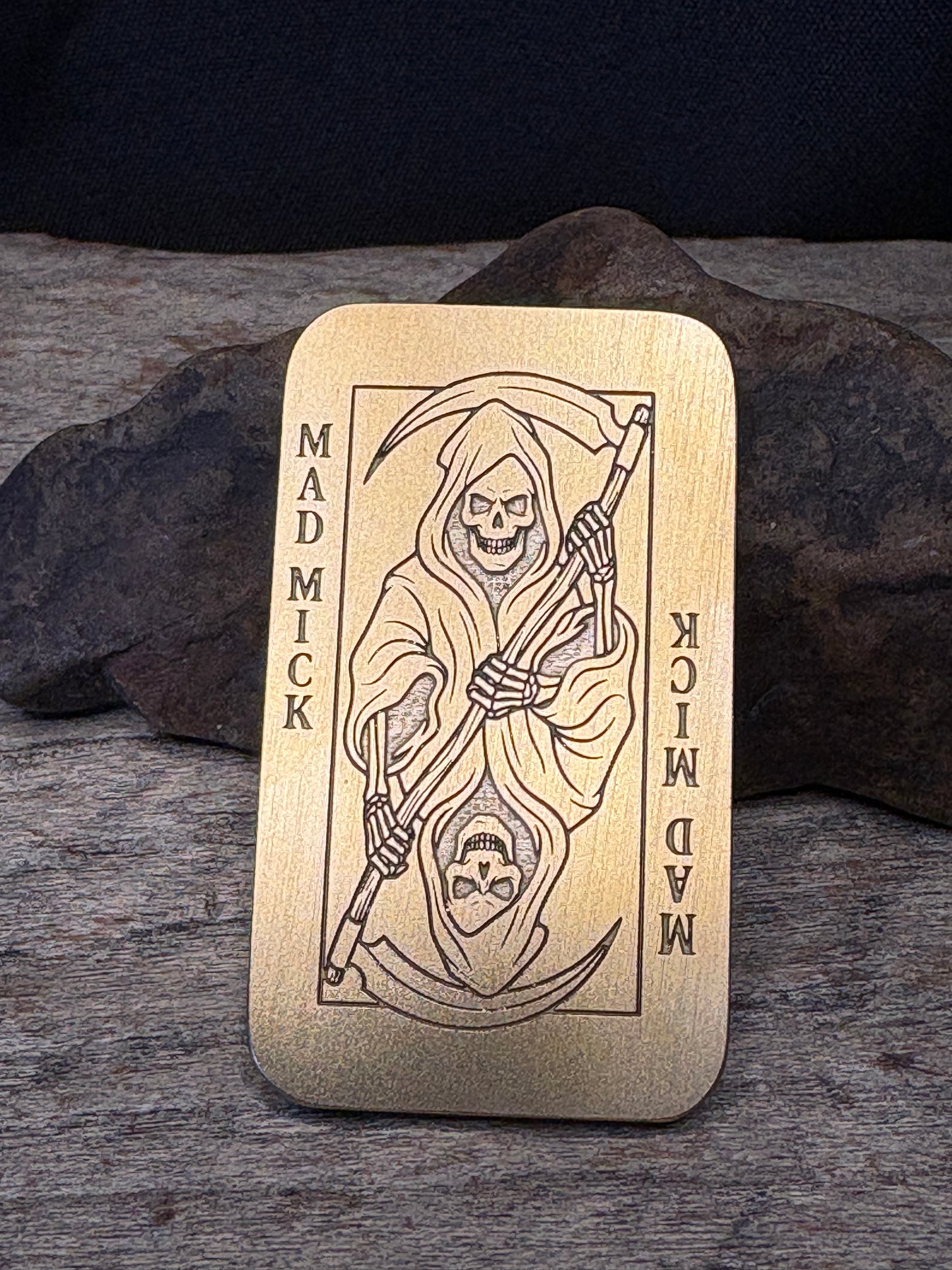 Mad Mick Reaper Card Brass Pocket Charm