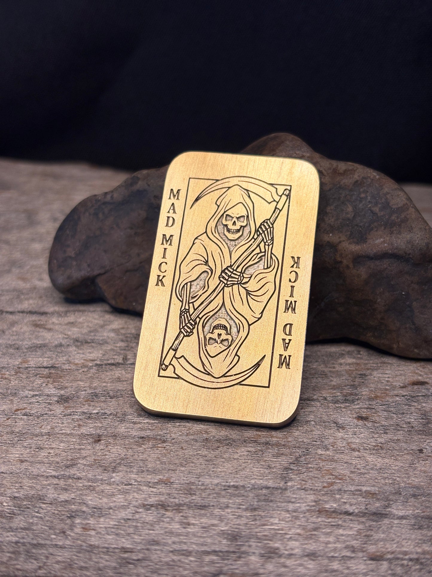 Mad Mick Reaper Card Brass Pocket Charm
