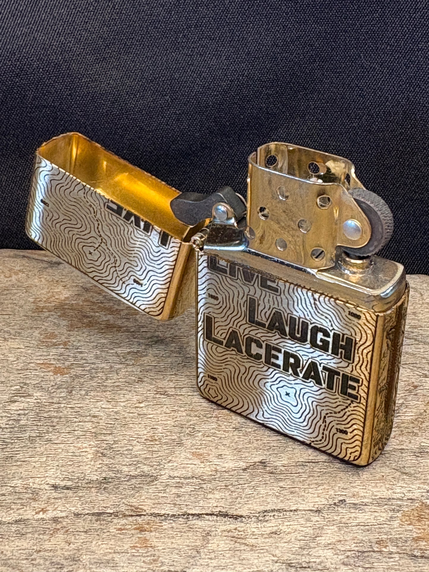 Live, Laugh, Lacerate Brass Armor Case Lighter