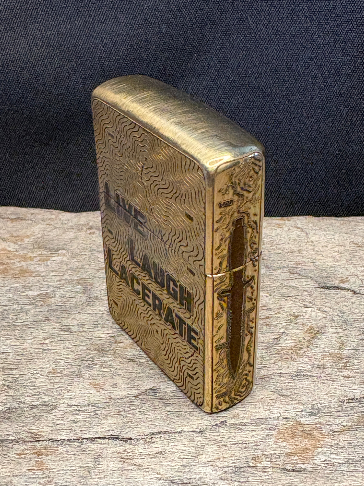 Live, Laugh, Lacerate Brass Armor Case Lighter
