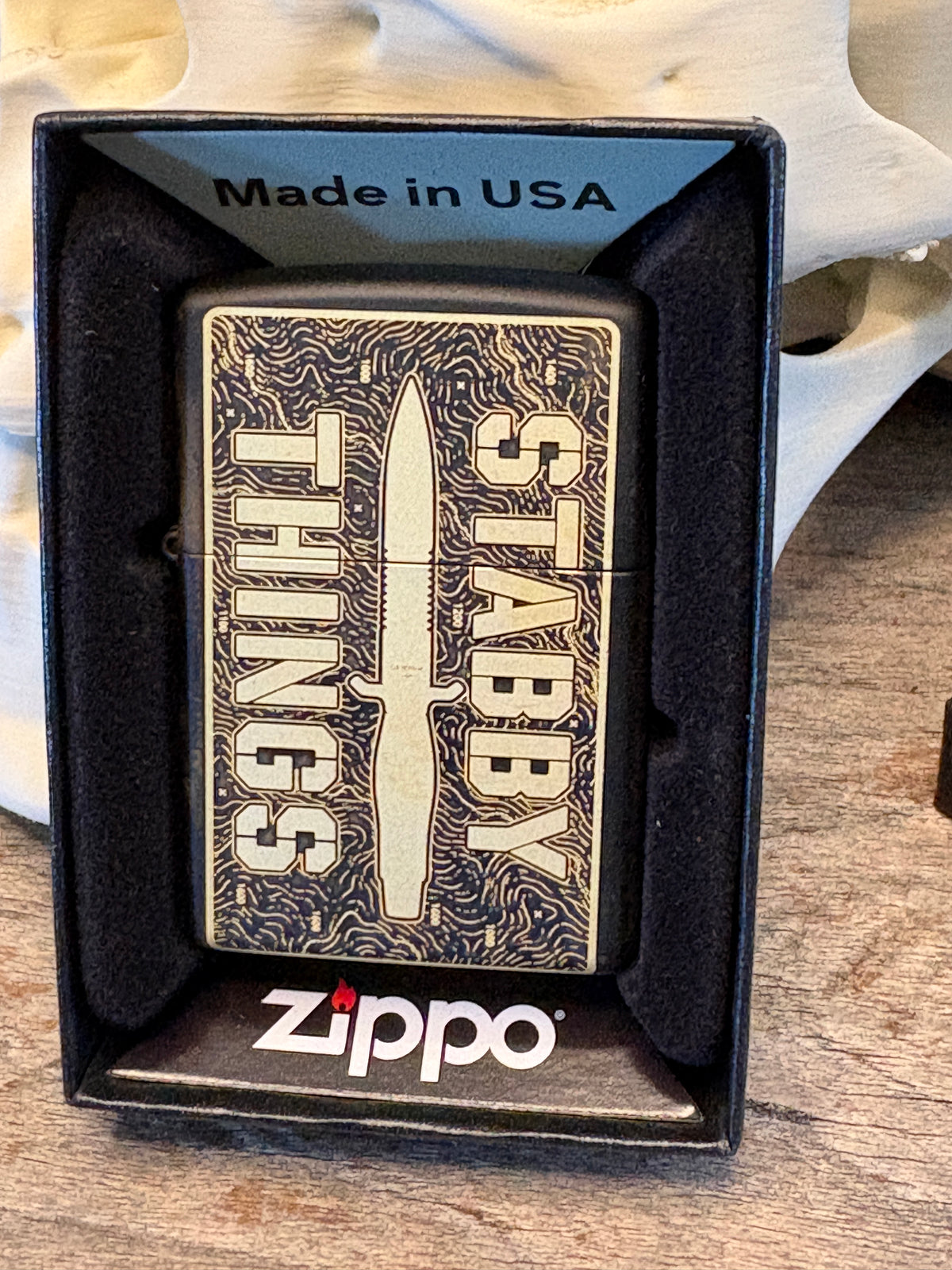 Stabby Things Matte Black Topo Lighter