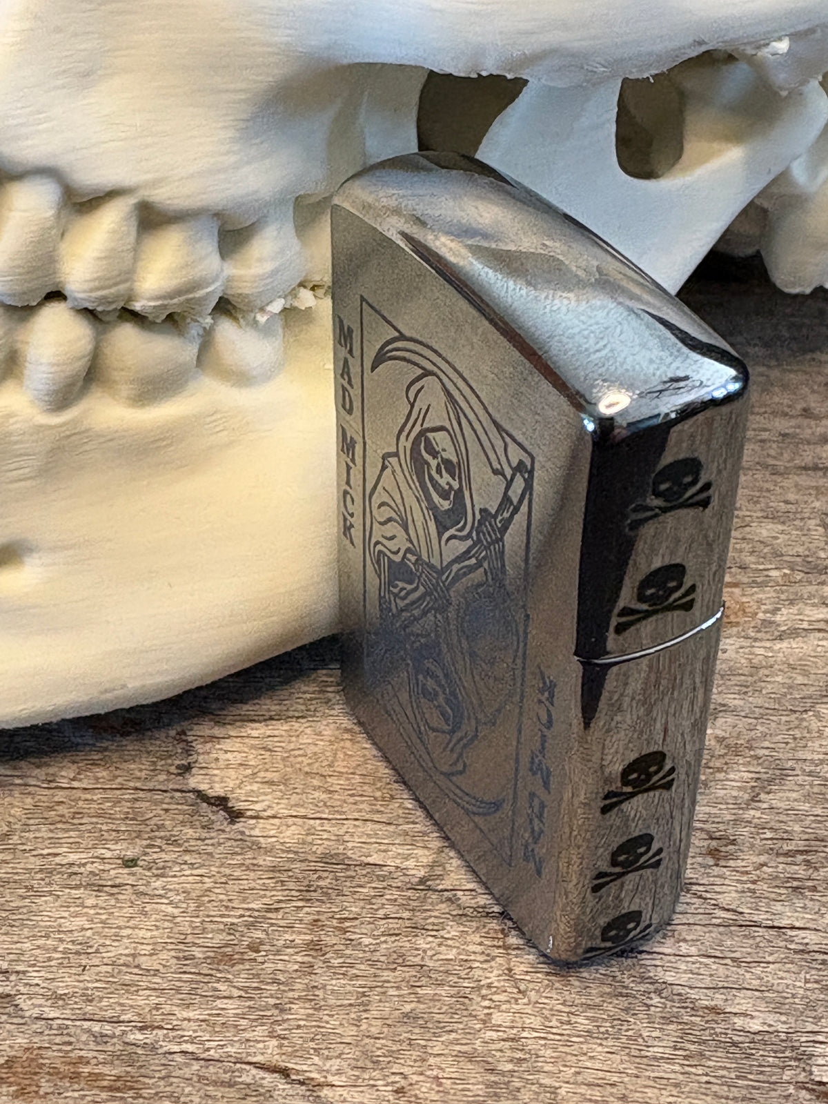 Chrome Mad Mick Reaper Playing Card Zippo