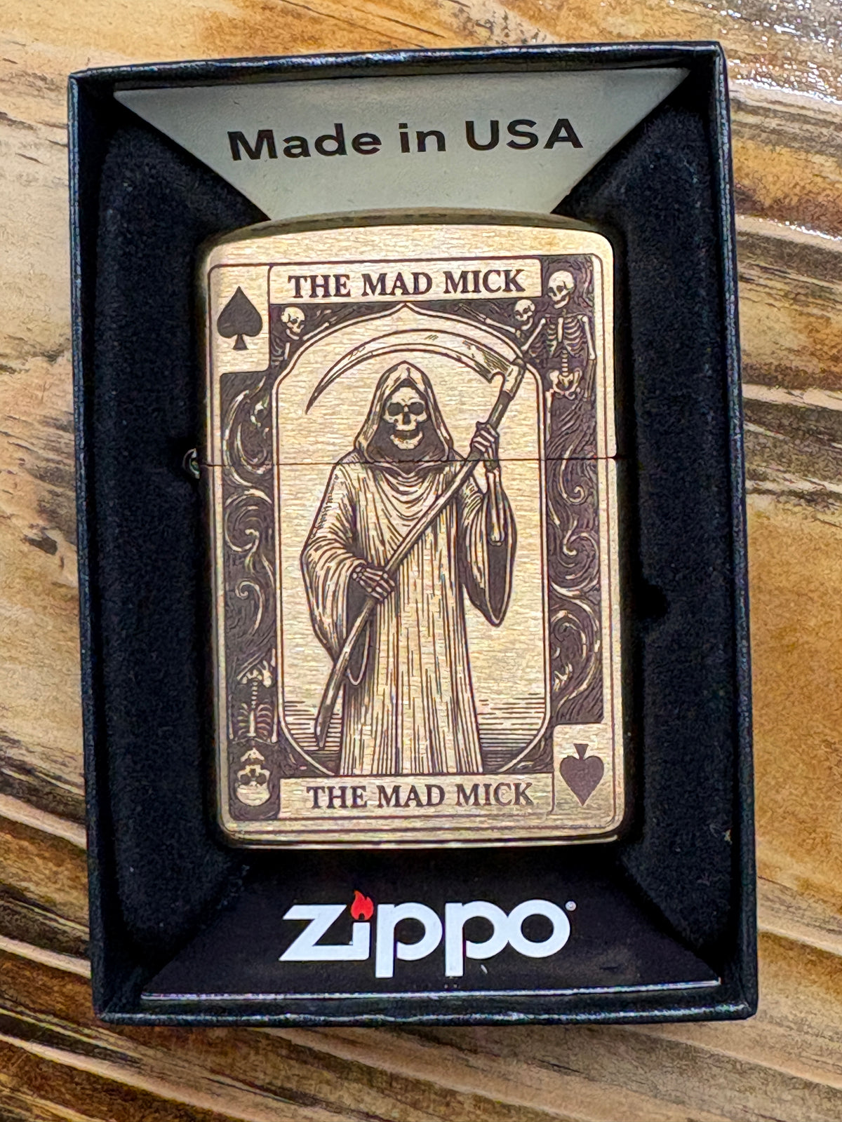 Mad Mick Reaper Ace of Spades Brass Zippo Lighter