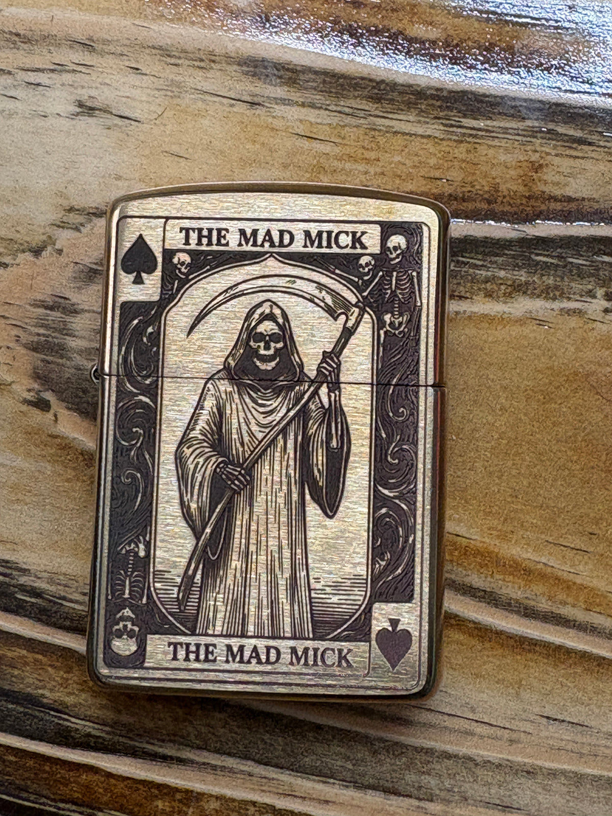 Mad Mick Reaper Ace of Spades Brass Zippo Lighter