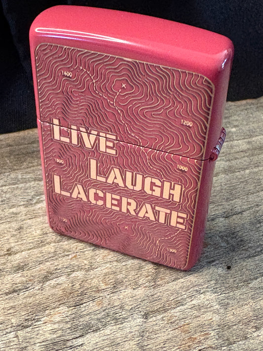 Live, Laugh, Lacerate Brick Red Topo Zippo