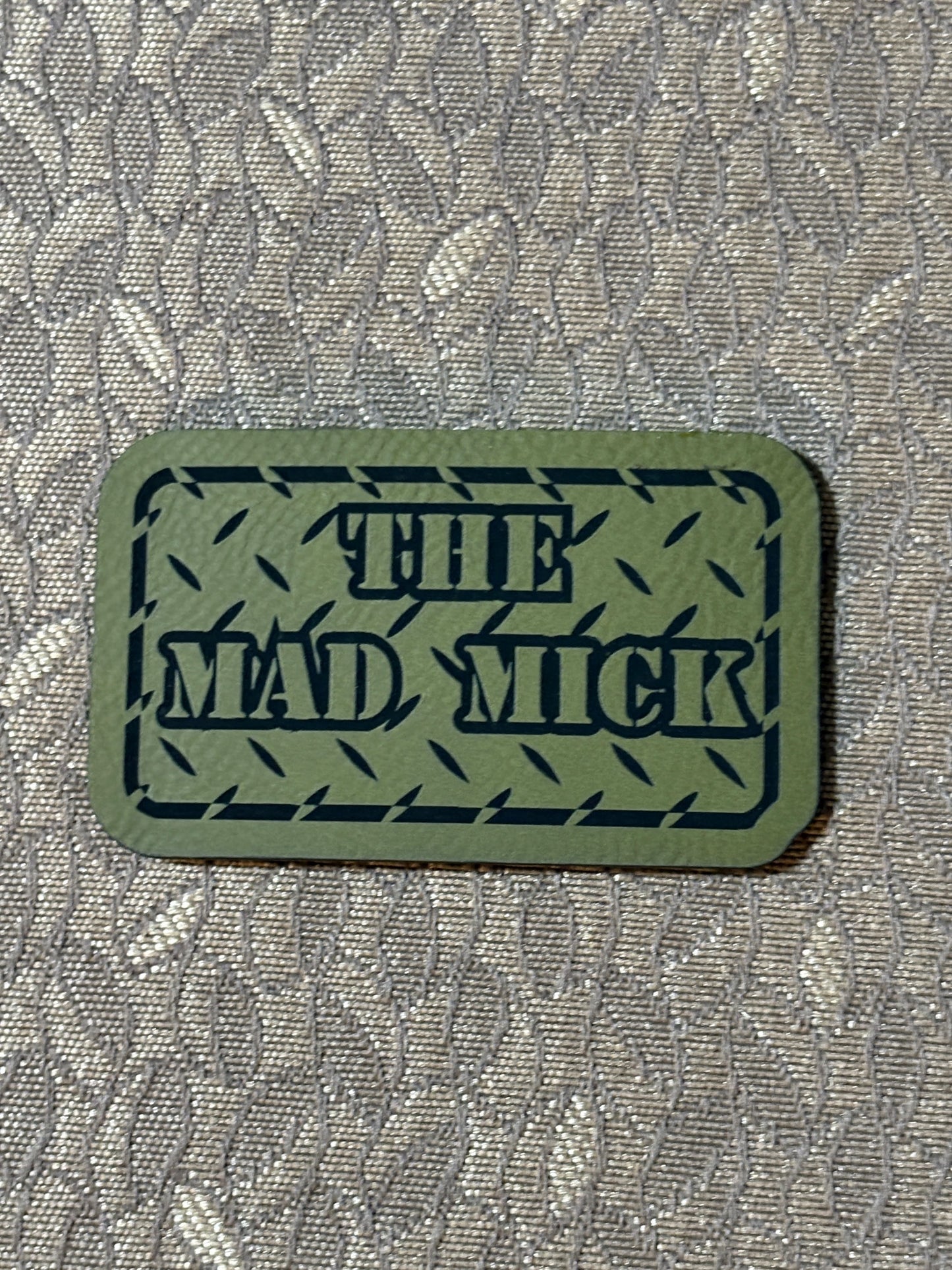 Mad Mick Diamond-Plate Morale Patch (OD Green, Hook and Loop Backing)