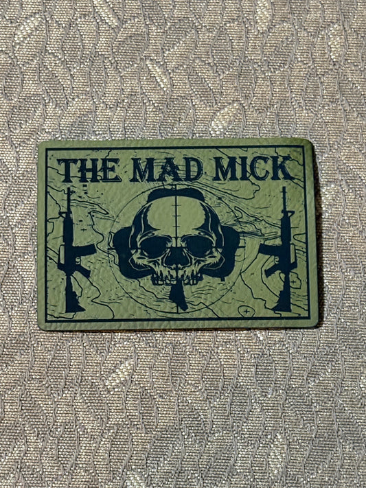 Mad Mick Rifle Patch with Topo Background  (OD Green, Hook and Loop Backing)