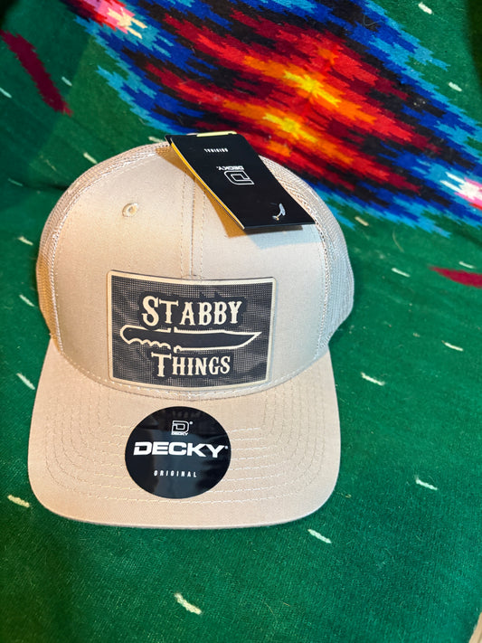 Tan Decky Snapback with Stabby Things Linen Patch