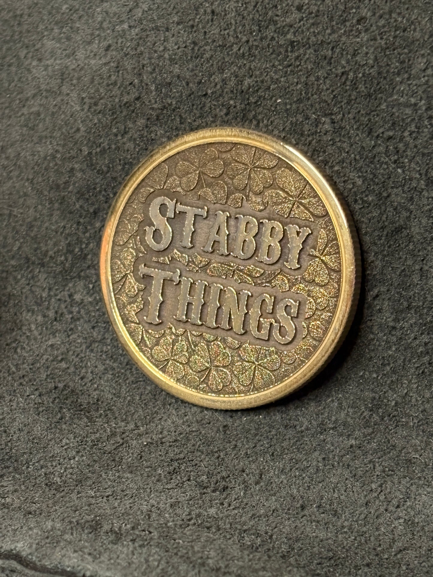 Stabby Things / Live, Laugh, Lacerate 40mm Brass Challenge Coin, Version 2