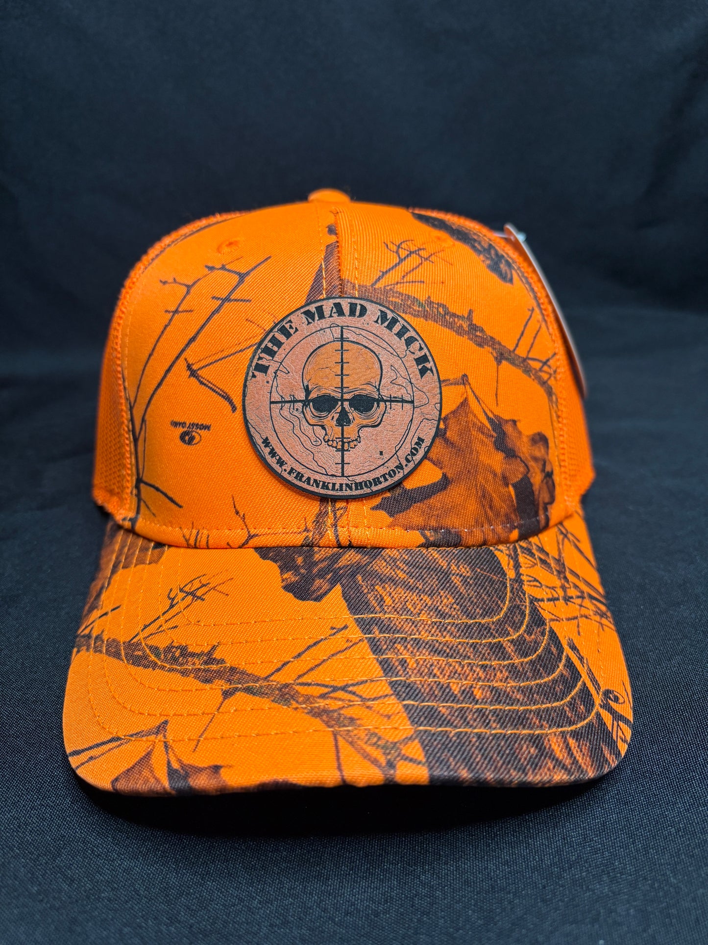 Mossy Oak Orange Camo Snapback with Mad Mick Skull Patch