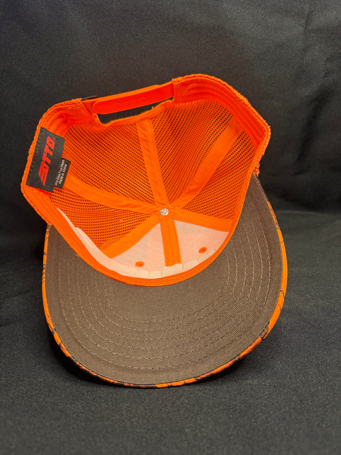 Mossy Oak Orange Camo Snapback with Mad Mick Skull Patch