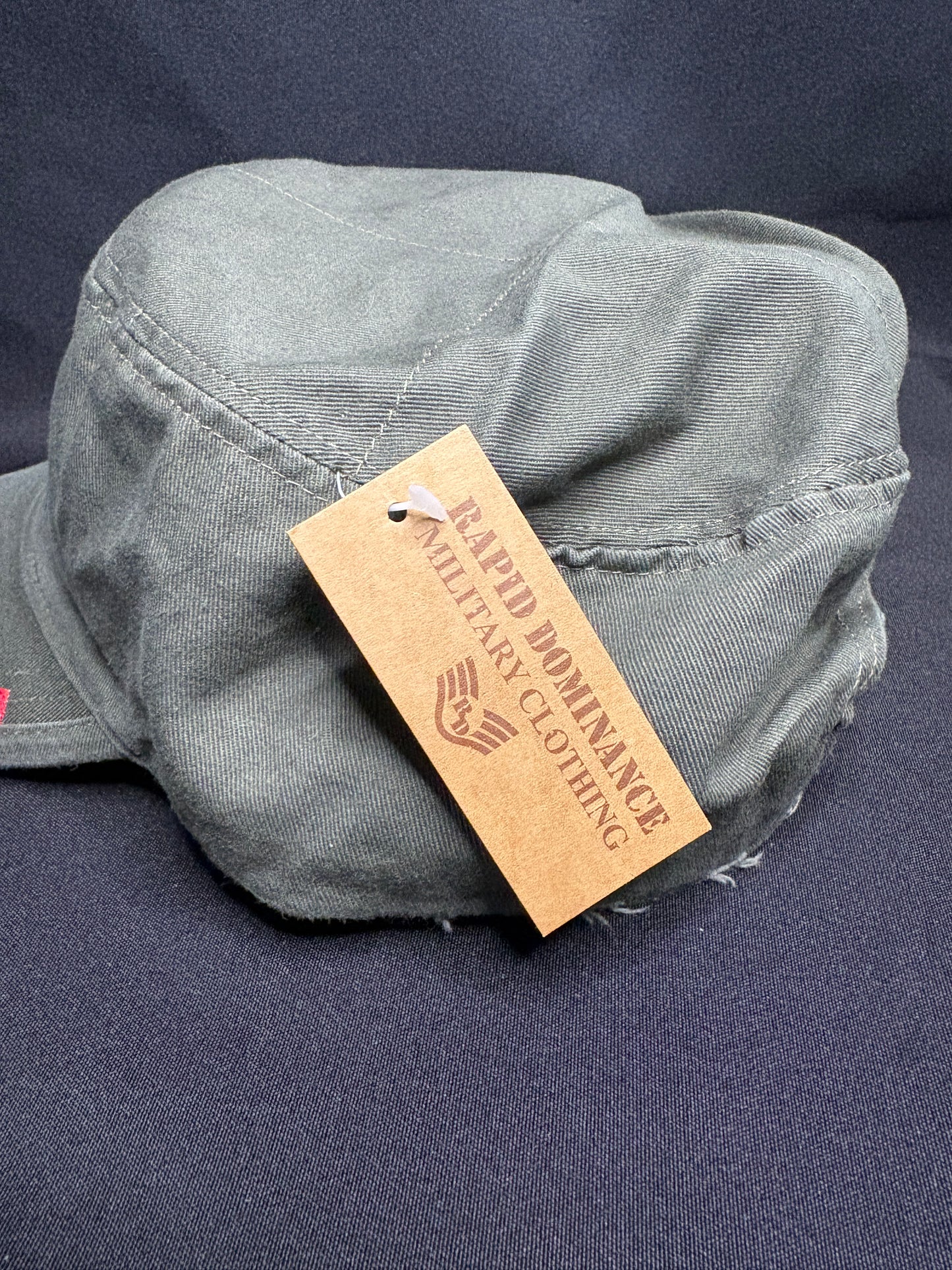 Rapid Dominance OD Green Flat Top Patrol Cap with Mad Mick Skull & Crossbones Patch