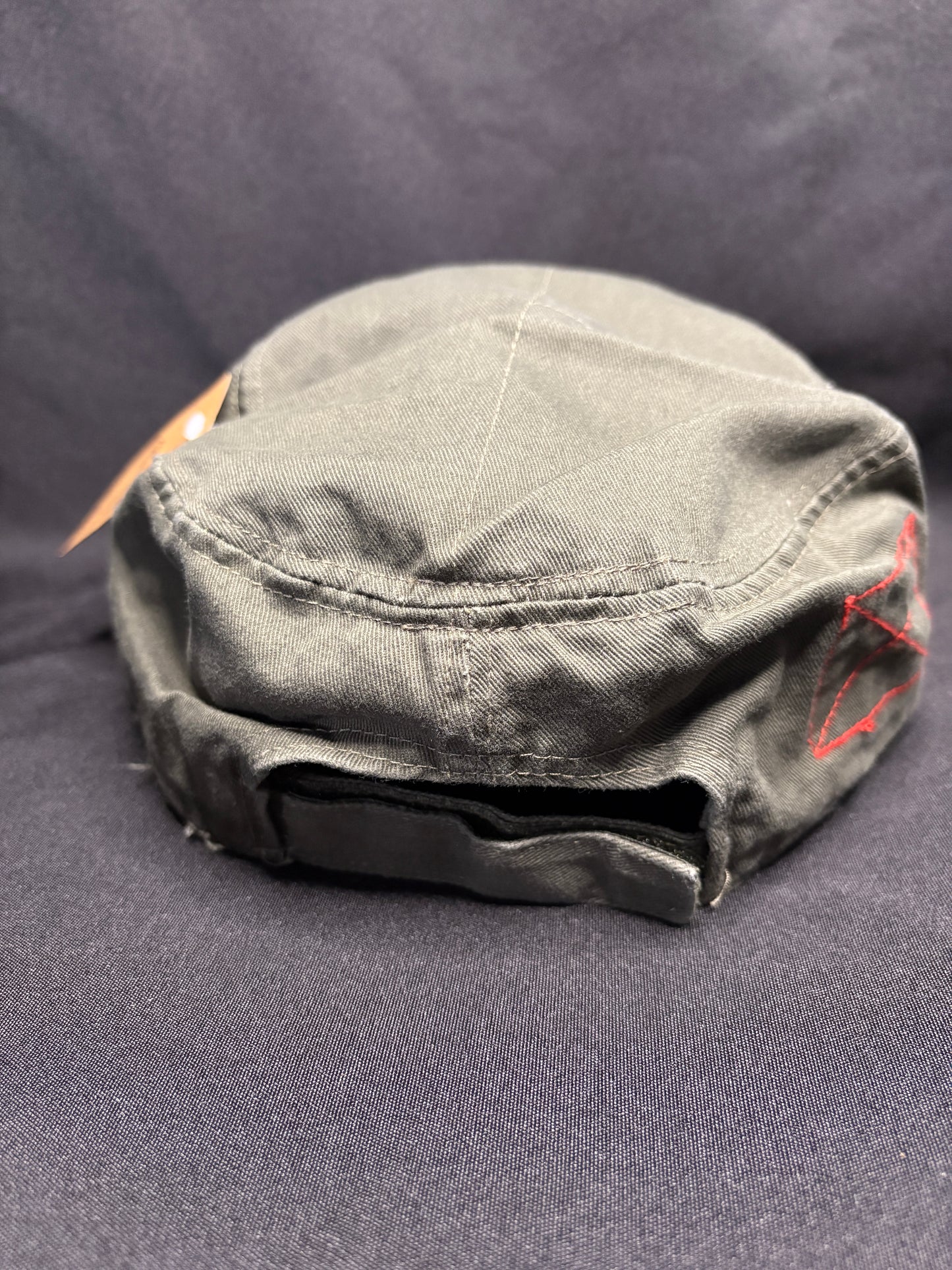 Rapid Dominance OD Green Flat Top Patrol Cap with Mad Mick Skull & Crossbones Patch