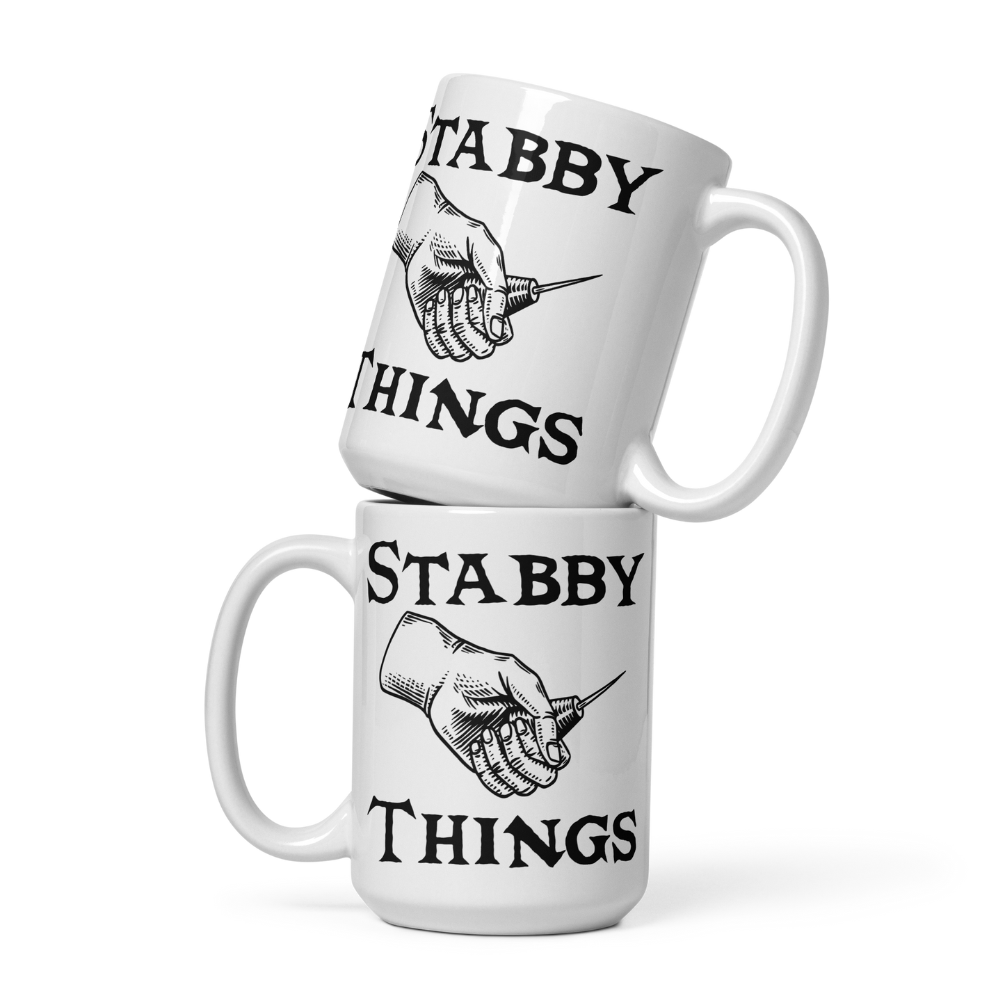 Stabby Things White glossy mug