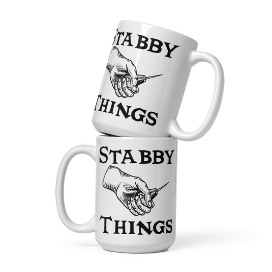 Stabby Things White glossy mug